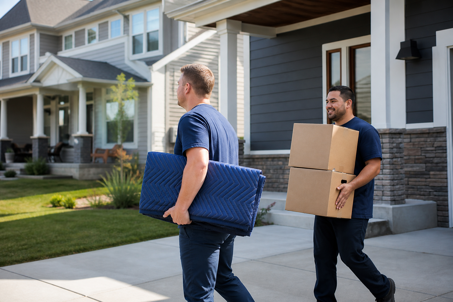 Maple Grove movers carrying furniture at a local home